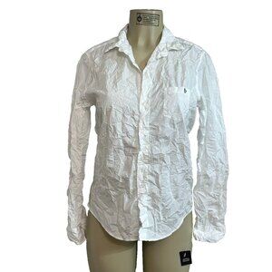 FRANK & EILEEN Barry Signature Crinkle Button-up Shirt White Size M #1447